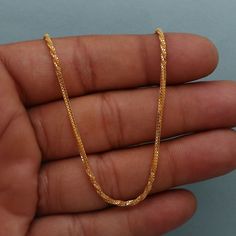 22k Yellow Gold Chain Necklace Jewelry, Unisex Gold Chain, Indian Handmade K3077 | eBay Luxury Rectangular Chain Necklace As Gift, Luxury Rectangular Chain Necklace For Gift, Luxury Chain Necklace With Adjustable Chain As Gift, Luxury Rectangular Chain Necklace, Luxury Gift Chain Necklace With Adjustable Chain, Luxury Gift Chain Necklace, Formal Rectangular Delicate Chain Necklace, Yellow Gold Snake Chain Necklace As A Gift, Luxury Snake Chain Necklace With Lobster Clasp