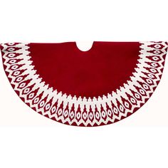 a red and white area rug on a white background