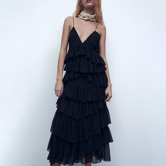 DETAILS Dress Cold gentle machine wash Product ID: SX221214001 Size Guide Dress Size chart Size/cm Bust Waist Length S 80 68 111 M 84 72 112 L 88 76 113 Black Ruffled Dress For Summer, Black Summer Dress With Ruffles, Tiered Summer Night Out Dresses, Summer Tiered Dress For Night Out, Tiered Summer Dress For Night Out, Black Maxi Dress With Ruffles, Black Ruffled Maxi Dress For Summer, Black Tiered Maxi Dress For Summer, Tiered Maxi Dress For Night Out In Spring