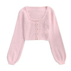 Soft Girl Sweet Fuzzy Cropped Pink Rose Decorated Sweater Kawaii Princess Mori Girl Fashion, Crop Cardigan, Cottagecore Fashion, Classic Cardigan, Pink Cardigan, Pink Outfits, Boys Long Sleeve, Kawaii Clothes, Long Sleeve Crop