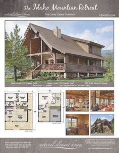 the idaho mountain lodge floor plan is shown