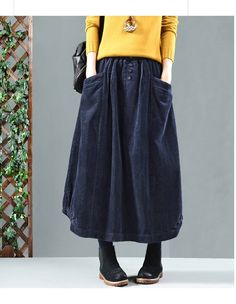 Corduroy Skirts, Corduroy Skirt Outfit, Sukienki Maksi, Rock Outfit, Mode Abaya, Skirt High Waist, Corduroy Skirt, 가을 패션, Fashion Mode