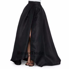 Long Skirt For Prom And Party Season, Elegant Long Skirt For Party Season, Elegant Bottoms For Prom And Party Season, Chic Full Length Party Skirt, Asymmetrical Maxi Skirt For Party, Black Full Length Party Skirt, Party Solid Full Skirt Bottoms, Full Length Skirt For Spring Party, Full Length Lined Skirt For Party