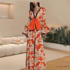 Lasaky - Stylish and Sensual Print Jumpsuit Dress with Waist Tie Printed Dresses Fashion, Irregular Skirt, Pocket Jumpsuit, Floral Print Jumpsuit, Dress Jumpsuit, Dress With Belt, Floral Jumpsuit, Printed Jumpsuit, Dress With Tie