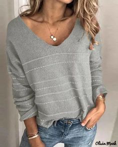 Color: gray, Size: L Polished Casual, Pullover Mode, Winter Pullover, Stylish Sweaters, Estilo Chic, Chic Sweaters, Komplette Outfits, Look Plus, Winter Sweaters