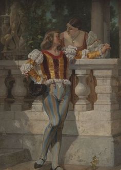 a painting of two people standing next to each other