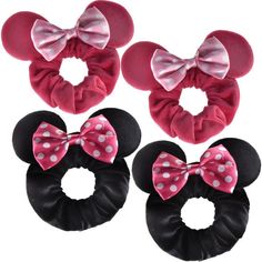 three minnie mouse hair ties with polka dots