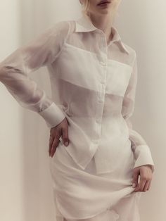 LICHI - Online fashion store Elegant Summer Blouse With Set-in Sleeves, Sheer Long Sleeve Shirt For Work, Spring Long Sleeve Blouse With Set-in Sleeves, Formal Sheer Long Sleeve Blouse, Formal Long Sleeve Sheer Blouse, Sheer Long Sleeve Office Top, Elegant Sheer Blouse For Spring, Sheer Summer Office Blouse, Chic Blouse With Sheer Sleeves For Office