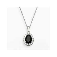 Add a dramatic touch to your favorite ensemble with this bold black onyx and white topaz teardrop pendant.Pendant Details: Pendant length: .51 in. Necklace length: 18 in. Clasp: spring-ring Metal: rhodium-plated sterling silverStone Details: Stone type: genuine black onyx, genuine white topaz Cut: pear, round Setting: prong Size: 18". Gender: female. Age Group: adult. Elegant Black Drop Necklace, Elegant Black Teardrop Pendant Drop Necklace, Elegant Black Teardrop Pendant Necklace, Elegant Black Teardrop Drop Necklace, Black Teardrop Pendant Jewelry For Formal Occasion, Black Teardrop Pendant For Formal Occasions, Formal Black Teardrop Pendant Necklace, Classic Black Pear-shaped Jewelry, Dog Pendant