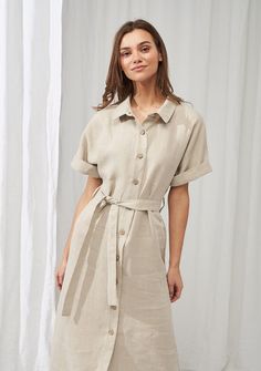 Linen short sleeve shirt dress Asuna 2 Short Sleeve Shirt Dress, Linen Wrap Dress, Travel Capsule Wardrobe, Linen Shirt Dress, Short Sleeve Dress Shirt, Kimono Sleeves, Linen Short, Dress Cotton, Kimono Sleeve