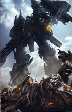 an image of a giant robot that is in the middle of some sort of action