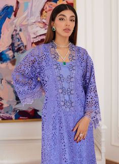 Farah Talib Aziz Evanthia Periwinkle Rawsilk Schiffli Long Shirt Luxe Luna Eid Prets 2024 Original brand suit fabric and photography lite diffrance in actual print. Formal Eid Blouse With Dupatta, Elegant Long Sleeve Blouse For Eid, Purple Long Sleeve Sets With Self Design, Long Sleeve Purple Party Kaftan, Elegant Purple Kurta For Eid, Unstitched Formal Blouse For Eid, Formal Purple Sets With Chikankari Embroidery, Elegant Blouse With Unique Pattern And Long Sleeves, Formal Sets With Dupatta For Spring