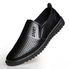 Department Name: Adult Item Type: casual shoes Closure Type: Lace-Up Outsole Material: Rubber Season: Summer Insole Material: PU Upper Material: PU Shoes Type: Loafers Lining Material: PU Feature: Breathable Pattern Type: Solid Summer Breathable Mesh : Shoes Mens Leather Men shoes: Casual Black Flat Slip-ons For Spring, Casual Black Breathable Slip-ons, Black Leather Shoes With Round Toe For Spring, Black Low-top Loafers With Textured Sole, Comfortable Black Leather Slip-on Shoes, Black Leather Shoes With Textured Sole And Flat Heel, Casual Black Flat Leather Shoes, Casual Leather Shoes With Perforations For Summer, Casual Summer Leather Shoes With Perforations