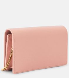 Gucci Script leather wallet on chain in pink - Gucci | Mytheresa Gucci Wallet On Chain, Wallet On Chain, Perfect Pink, Fashion App, Gucci Wallet, Fashion Styles, Leather Wallet, Shoulder Strap, Gucci