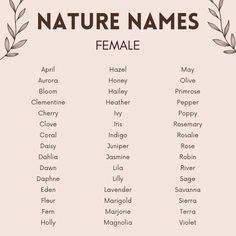 the names of nature names for females