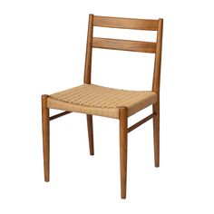 a wooden chair with woven seat and back