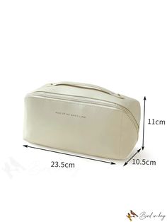 BirdinBag - Beige Cosmetic Bag with Stylish Letter Print - 1 Piece Cream Pouch Bag With Zipper Closure, Portable Pouch Shoulder Bag For Errands, Portable Beige Pouch Bag, Beige Portable Bags For Daily Use, Beige Portable Satchel Bag, Beige Shoulder Bag Pouch With Large Capacity, Beige Handheld Portable Bag, Portable Handheld Beige Bag, Beige Handheld Pouch For Daily Use