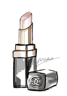 chanel lipstick drawing with the word'chanel'written in french on it