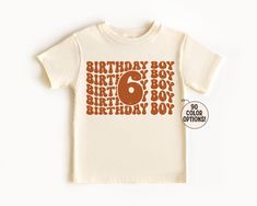 6th Birthday Boy Shirt ------DETAILS------ Printed with high quality inks that are  eco-friendly and Oeko-Tex certified Can be machine washed and dried For longer durability, turn inside out, wash cold and lay out to dry ------GARMENT OPTIONS------ --Bella + Canvas-- Super Soft! 100 % combed and ring spun cotton Grey 90% combed and ring spun cotton and 10% polyester 100% No Sweatshops & Eco-Friendly ----- PROCESSING TIME ---- Need it sooner? Please purchase our rush my order add on. https://www. 6th Birthday Shirt Boy, 6th Birthday Boy Shirt, 6th Birthday Theme Boy, Boys 6th Birthday Party Ideas, 6th Birthday Boy Theme, 6th Birthday Boy, 6th Birthday Shirt, 6th Birthday Boys, Boy Birthday Shirt