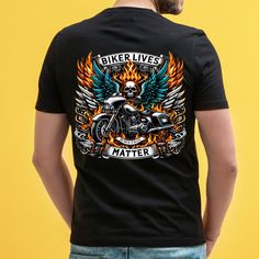 White Sublimation Print T-shirt For Biker Events, Biker Style Crew Neck T-shirt With Sublimation Print, Biker Cotton T-shirt With Graphic Print, Biker T-shirt With Sublimation Print, Black Biker T-shirt With Skull Print, Menue Design, Biker Lifestyle, Biker Shirts, Biker Life