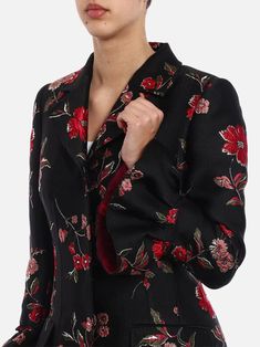 Dolce & Gabbana Floral-Jacquard Coat is a modern take on the classic trench style. In slim fit and crafted from richly textured fabric, it has everything you need for effortless cool this season. single-breasted closure features tonal metal button comes with an inner silk stretch lining, making highly versatile ideal layering over sweaters or denim. Tailored Floral Print Elegant Blazer, Tailored Elegant Floral Print Blazer, Elegant Formal Blazer With Floral Print, Elegant Fitted Floral Print Blazer, Fitted Jacquard Outerwear For Semi-formal Occasions, Jacquard Blazer With Notch Lapel For Work, Elegant Floral Print Office Outerwear, Elegant Formal Outerwear With Floral Print, Elegant Floral Print Formal Outerwear