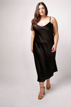 Cabaret black plus size bias slip dress Cynthia Vincent BAACAL Bias Slip Dress, Straps Dress, Satin Blazer, Vintage Gowns, Office Look, Satin Slip, Satin Slip Dress, Cabaret, Sustainable Fabrics