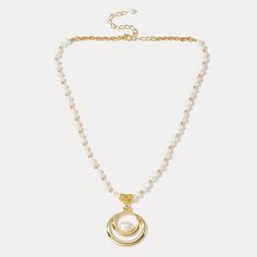 Adorn your neck with the remarkable elegance of our Oval Pearl Necklace. Crafted with 18k gold, this luxurious accessory will complete any ensemble with its timeless sophistication. With its alluring classic design, its sure to make a statement of timeless style. DETAILS Plating: 18K Gold Materials: 18K Gold on Brass, Freshwater Pearl Measurements: Length: 16.54"(42.0cm) + Extender: 2.36"(6.0cm) Weight:  36.59 g Gold-tone Pearl Necklace With Pearl Chain, Gold-tone Pearl Chain Necklace, Elegant Gold-tone Necklace With Pearl Drop, Elegant Gold-tone Pearl Drop Necklace, Elegant Gold Metal Pearl Necklace, Elegant Gold-tone Pearl Necklace With Adjustable Chain, Elegant Gold Bridal Necklace With Pearl Pendant, Elegant Gold-tone Pearl Necklace For Gift, Elegant Gold-tone Pearl Chain Necklace