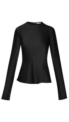 Made of silky-soft Italian viscose satin, this adaptable top features an elegant, bias cut silhouette and long, slim sleeves. Designed to be dressed up or down, layer it under suiting or paired with denim. Denim Outerwear, Wear Green, Short Jumpsuit, Silk Top, Running Women, Dress Codes, Sweater Skirt, Sweater Vest, Dress Skirt