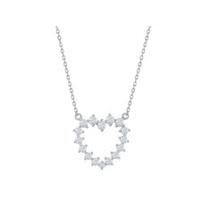 This beautiful sterling silver and cubic zirconia heart pendant necklace is the perfect piece for any occasion or event. This beautiful sterling silver and cubic zirconia heart pendant necklace is the perfect piece for any occasion or event.Click on this JEWELRY & WATCHES GUIDE to learn about fit, styles, materials and more! Chain length: 18 in. with 2-in. extender Chain type: cable Metal: sterling silver Plating: rhodium Finish: polished Packaging: boxedSTONE DETAILS Stone type: cubic zirconia Silver Heart-shaped Cubic Zirconia Diamond Necklace, Cubic Zirconia Heart Pendant Necklace Brilliant Cut, Cubic Zirconia Heart Necklace With Brilliant Cut, Brilliant Cut Cubic Zirconia Heart Pendant Necklace, Heart-shaped Brilliant Cut Cubic Zirconia Necklace, Brilliant Cut Cubic Zirconia Heart Necklace, Valentine's Day Sterling Silver Diamond Pendant Necklace, Diamond White Heart Charm Necklace In Cubic Zirconia, Formal Cubic Zirconia Heart Pendant Necklace