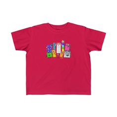 If you are looking for Youth XS-XL sizes, please visit the following listing: https://www.etsy.com/listing/895478457/1-10-numberblocks-t-shirt-youth-xs-xl - Classic fit - 100% flexible cotton - Light fabric (4.5 oz/yd2 (153 g/m2)) - Tear away label - Runs true to size Fun Red T-shirt For Playtime, Multicolor Graphic Tee For Playtime, Playful Graphic Print T-shirt For Daycare, Pink Pre-shrunk T-shirt For Playtime, Pink Graphic Tee For Playtime, Pink Short Sleeve T-shirt For Daycare, Playful Graphic Print T-shirt, Playful Multicolor T-shirt With Name Print, Fun Name Print T-shirt For Playtime