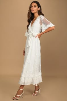 Dresses for Women | Best Women's Dresses Online - Lulus Affordable White Midi Dress For Garden Party, Cheap White Midi Dress For Brunch, Cheap White Floral Midi Dress, White Flowy Cocktail Dress, Affordable White Midi Dress With Ruffles, Cheap White Dress For Fall, Cheap White Summer Midi Dress, Rehearsal Dinner Dress For Bride Lulus, Tea Length White Sundress