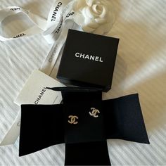 Brand New Original Packaging Gold Tone Plated 100% Authentic Ship Same Or Next Day! Chanel Earrings Cheap, Fake Vs Real Chanel Earrings, Black And White Chanel Jewelry, Chanel Jewelry 2022, Costume Jewelry Chanel, Chanel Inspired Bridal Party, Chanel Earnings, Chanel Earrings Cc, Chanel Pearl Earrings