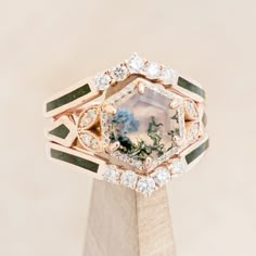 Moss Agate Engagement Ring, Staghead Designs, Ring Guard, Agate Engagement Ring, Moss Agate Ring, Ring Inspo, Lucy In The Sky, Ceramic Rings, Ring With Diamond