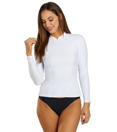 Lole Women's Seychelles Rashguard at SwimOutlet.com White Beachwear Rash Guard With Uv Protection, White Rash Guard For Beachwear With Upf 50+, White Rash Guard With Upf 50+ For Beachwear, White Rash Guard With Upf 50+ For Surfing, White Beachwear Rash Guard For Surfing, White Rash Guard Upf 50+ For Beach, Fitted White Rash Guard For Water Sports, White Rash Guard With Uv Protection For Swimming, White Upf 50+ Beach Rash Guard