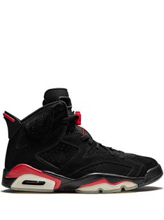 Black and varsity red nubuck leather Air Jordan 6 Retro sneakers from jordan featuring a round toe, a lace-up front fastening, an ankle length, a pull tab at the rear, a perforated detail and a rubber sole. These styles are supplied by a premium sneaker and street wear marketplace. Stocking only the most sought-after footwear and clothing, they source and curate some of the most hard-to-find items from around the world. Air Jordan 6 Retro, Jordan 6 Retro, Jordan Air, Air Jordan 6, Black Friday Promotions, Jordan 6, Retro Sneakers, Nubuck Leather, Air Max Sneakers