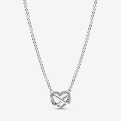 Sparkling Infinity Heart Collier Necklace | Sterling silver | Pandora US Pandora Sparkling Open Heart Necklace, Cheap Silver Heart Necklace For Friendship, Cheap Silver Heart Necklace For Best Friend, Cheap Heart Necklace For Anniversary, Pandora Heart Necklaces, Pandora Heart, Pandora Necklace, Charms Pandora, Bracelet Pandora