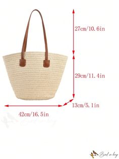 BirdinBag - Vacation Style Straw Bag with Double Handle and Ample Storage Inch Bag, Straw Tote, Word Wrap, Vacation Style, Bags Tote, Shoulder Tote Bag, Shoulder Tote, Womens Tote Bags, Straw Bag