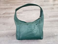 Green leather bag in classic everyday hobo style, Rosa | eBay Casual Leather-lined Crossbody Hobo Bag, Casual Leather-lined Shoulder Hobo Bag, Soft Leather Satchel Baguette Bag For Everyday Use, Leather Hobo Bag With Top Handle, Classic Baguette Bag With Leather Lining For Everyday Use, Soft Leather Baguette Bag For On-the-go, Casual Soft Leather Baguette Bag, Classic Hobo Shoulder Bag With Handle Drop, Classic Crossbody Hobo Bag