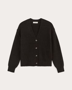 The Cocoon Cardigan in Plush Cotton Black – Everlane Shoulder Cardigan, Cocoon Cardigan, Clothing Wishlist, V Neck Cardigan, Winter Clothing, Black Cardigan, Graduation Dress, Sweaters & Cardigans, Organic Cotton