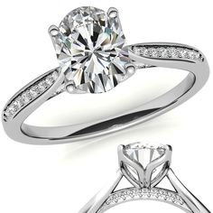 a white gold engagement ring with diamonds on the side