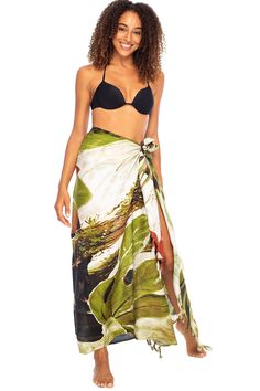 HAWAIIAN PARROT SARONG. Striking parrot sarong wrap with vibrant tropical colors gives you an exotic look and feel. Trimmed with boho fringed edges. Includes a coconut clip for easy tying GENEROUSLY SIZED at 67?x 45?, this swimsuit cover up fits most sizes. Wear it as a sarong skirt, wrap as a pareo dress, or wear as a shawl. Use for a beach blanket, tablecloth, even a colorful wall hanging 100% RAYON. With a soft, silky feel, rayon is a natural fiber that lets skin breathe. This bathing suit or Pareo Dress, Tropical Skirt, Colorful Wall Hanging, Wrap Swimsuit, Sarong Wrap, Sarong Skirt, Skirt Wrap, Boho Fringe, Tropical Colors