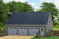 a two car garage is shown in this rendering