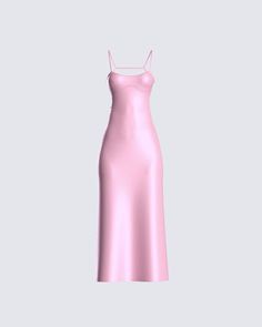 Pink Sleeveless Satin Dress For Evening, Pink Satin Midi Dress For Evening, Formal Pink Satin Midi Dress, Elegant Pink Sleeveless Satin Dress, Elegant Pink Silk Slip Dress, Pink Satin Finish Slip Dress For Formal Occasions, Pink Sleeveless Satin Dress, Pink Midi Slip Dress For Prom, Pink Midi Length Slip Dress For Prom