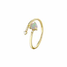 Opal Bypass Ring Yellow Gold Opal Open Ring, Formal Opal Open Ring, Fine Jewelry Open Diamond Ring, Fine Jewelry Rings With Open Band Detail, Fine Jewelry Crystal Open Ring With Multi-stone, Fine Jewelry Open Band Rings With Ring Detail, Fine Jewelry Multi-stone Crystal Open Ring, Fine Jewelry Multi-stone Open Crystal Ring, Fine Jewelry Open Snake Ring As Promise Ring