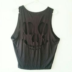 New Black Tank Top With Skull Cut Out In The Back | Size: Small Price Negotiable! I Accept Most Reasonable Offers! Tags: #Black #Tank #Top #Shirt #Muscle #Skull #Grunge #Goth #Hipster #Hottopic #Cute #Out #Laser #Back #Bandeau #Summer #Sexy #Cool #Rock #New #Nwt #Negotiable Skull Shirts For Women Tank Tops, Turning Tshirts Into Tank Tops, Skull Cut Out Shirt, Black Cotton Tank Top With Skull Print, Casual Black Skull Print Tank Top, Casual Black Tank Top With Skull Print, Casual Skull Print Tank Top For Streetwear, Casual Skull Print Top For Alternative Fashion, Casual Tops With Skull Shape For Alternative Fashion