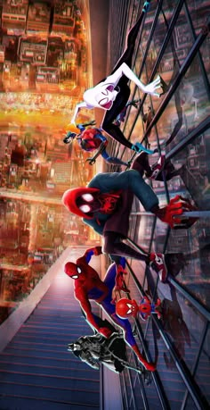 spider - man into the spider - verse movie poster, with multiple characters on it