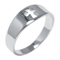 Ring Style: Bands, Stackable RingsFeatures: Nickel Free, Religious JewelryShape: CrossMetal Color: WhiteBand Width: 2.5mmCare: Wipe CleanMetal: Sterling SilverCountry of Origin: Imported Minimalist Silver Cross Rings, Silver Cross Ring With Polished Finish, Classic Silver Cross Rings, Classic Silver Cross-shaped Rings, Symbolic Sterling Silver Cross Rings, Sterling Silver Cross Ring Symbolic Style, Sterling Silver Cross Ring For Promise, Silver Cross Jewelry For Promise, Silver Cross Rings Stamped 925