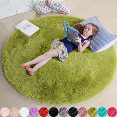 PRICES MAY VARY. ⭐Fluffy Rug With Rubber Backing: The biggest feature of this material is its amazingly soft touch especially when you walk on it. This softness comes from a thousand of 1.5" plush fibers. Besides, we also feature a rubber backing to keep it in place. ⭐Perfect for Kid's Room: Do you have a little one fond of playing on the floor? If so, This is a"must buy" for your kids! Its vivid color and furry appearance enhance a kid's room. Meanwhile, our plush rug also offers warmth and com Fluffy Circle Rug, Green Round Rug, Rug For Dorm, Rug For Nursery, Circular Rug, Carpets For Kids, Cute Room, Circular Rugs