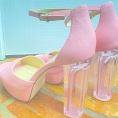 Pink Platform Heels With Unique Feature; Clear Heel Got The Wrong Size, New And Never Worn Price Negotiable Pink Heels With Sculpted Heel And Ankle Strap, Pink Leather Heels With Wrapped Heel, Pink Leather Platform Heels, Pink Synthetic Heels With Sculpted Heel, Pink Heels With Ankle Strap And Stacked Heel, Pink Heels With Stacked Heel And Ankle Strap, Pink Heels With Stacked Heel And Medium Width, Modern Pink Heels With Stacked Heel, Modern Pink Heels With Sculpted Heel