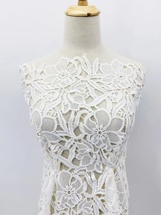 CLEARANCE Ivory White Polyester Floral Guipure Embroidery Fabric by the Yard French Wedding Lace Bridal Dress Fabric SS211109-EMB09 - Etsy Fitted Embroidered Cream Lace, Fitted Cream Embroidered Lace, Cream Embroidered Fitted Lace, White Sleeveless Wedding Dress For Ceremony, White Embroidered Fabric With Lace Trim For Ceremonies, Ceremony White Dress With Intricate Embroidery, White Fitted Lace Wedding Dress, Fitted White Embroidered Fabric With Lace Trim, White Embroidered Fitted Fabric With Lace Trim